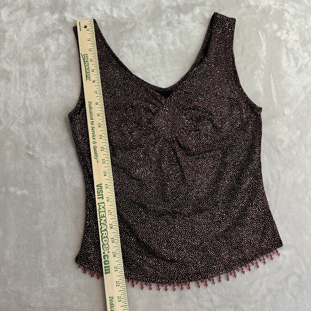 VTG Rave Top Womens Large Black Pink Glitter Beaded Fairy‎ Whimsigoth Y2K Party - Picture 8 of 13